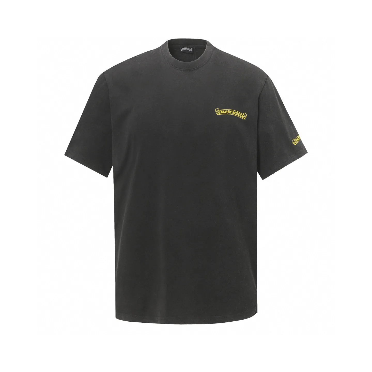 🅿️180 Chrome hearte/Chrome heart ch 25ss early spring new Sanskrit logo washed T-shirt short sleeves. A must-have item for daily commuting for men and women in light luxury. The correct version is welcome to compare. Detailed features ·280g 100% cotton double yarn jersey fabric ·Special thickened 32 pieces of double-strand 1x1 thread in the same vat ·Double-needle cross-stitch technology ·Original main mark washed hangtag COLOUR: Washed black SIZE：xs-l